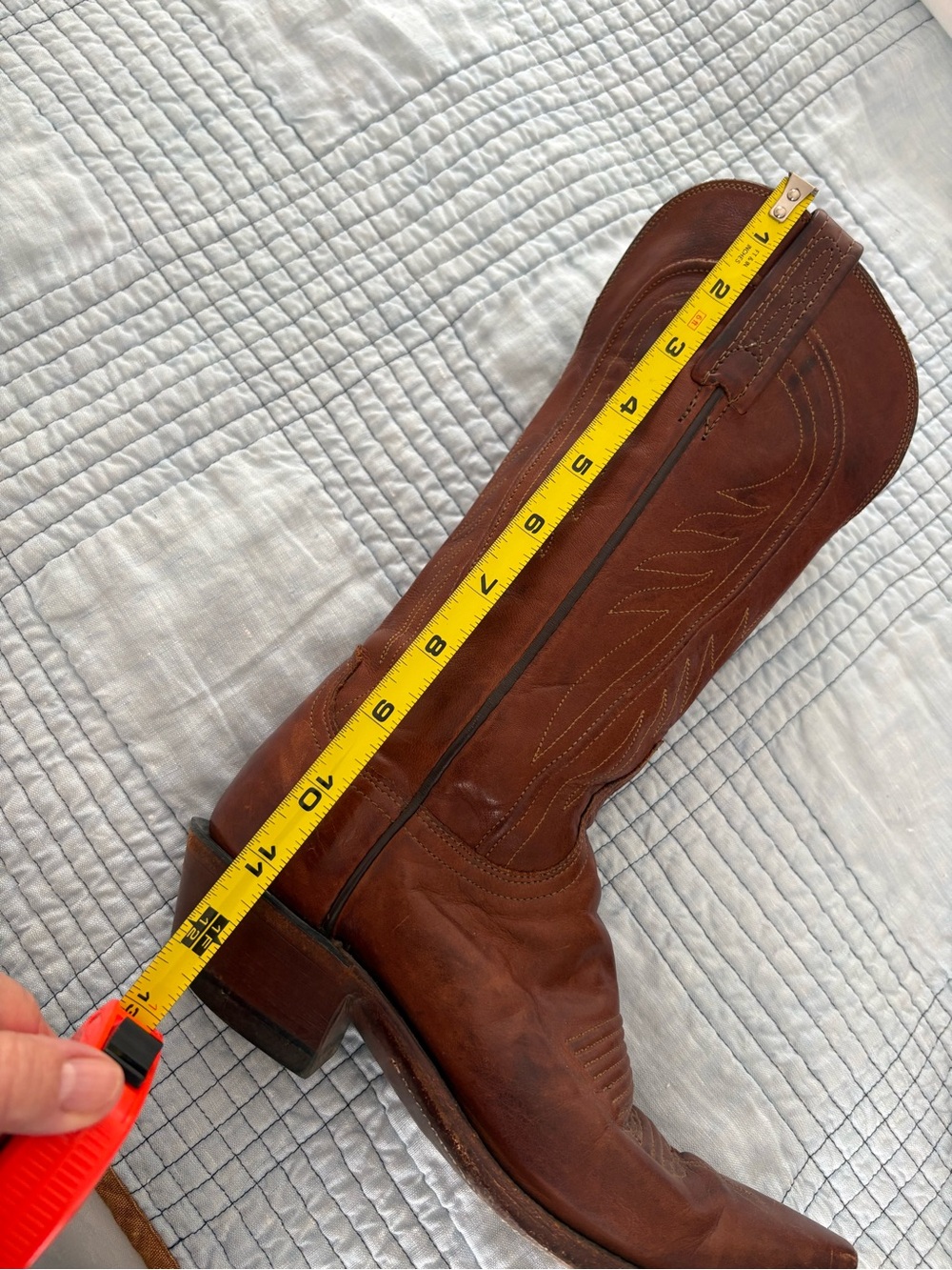 Lucchese Chestnut Brown Leather Cowboy Boots - Picture 7 of 10